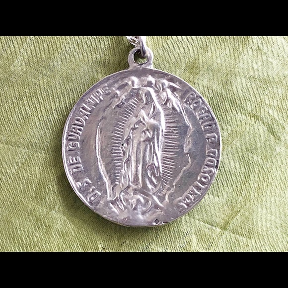 2-Sided 850 Sterling Lady Guadalupe Medal Pendant - Picture 3 of 4